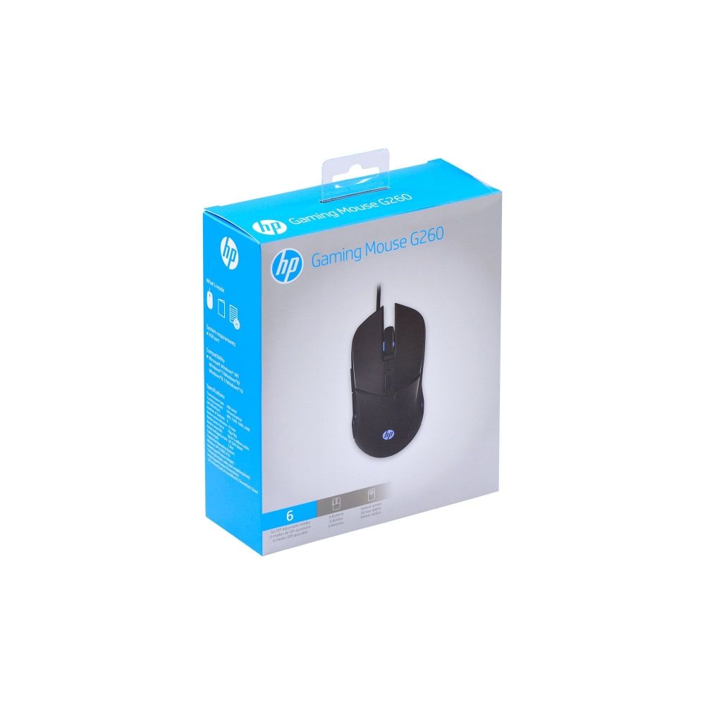 Mouse Gamer G260 Preto, USB, 6 Botões, 2400 DPI - HP