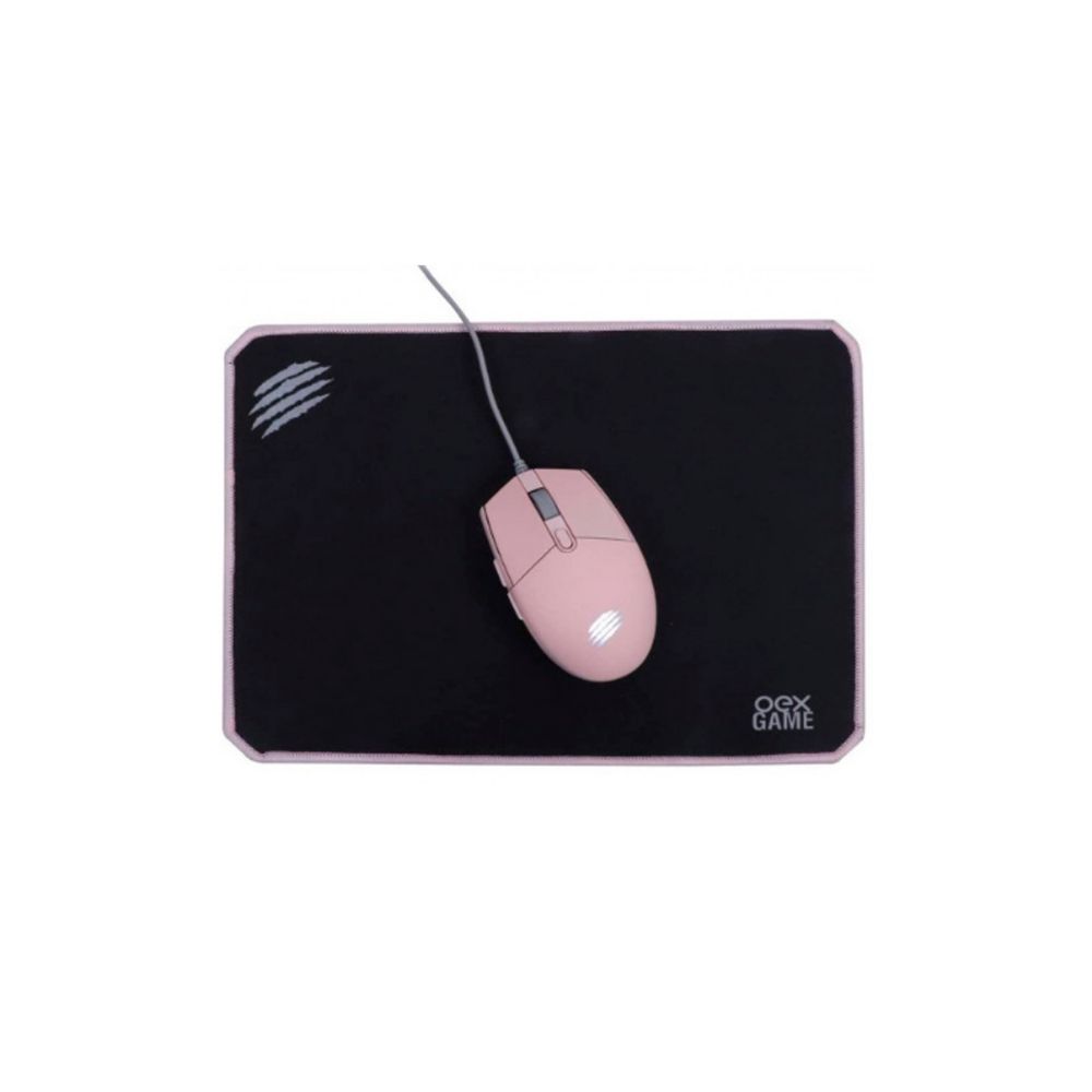 Kit Mouse Gamer e Mousepad MC-104 Rosa - Oex