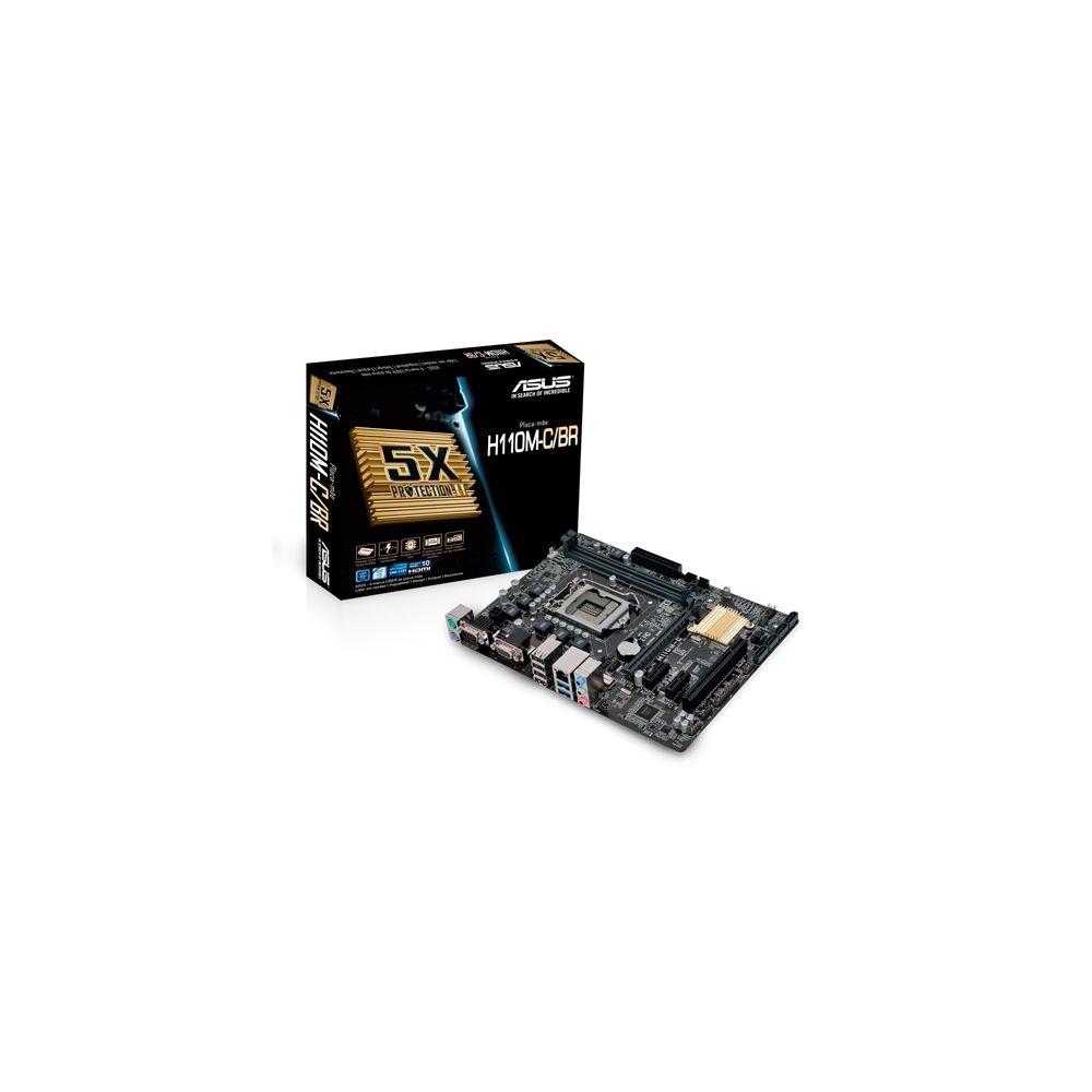 Placa-Mãe p/ Intel LGA 1151 MATX H110M-C/BR,2x DDR4 HDMI/VGA USB3.0, porta COM - Asus