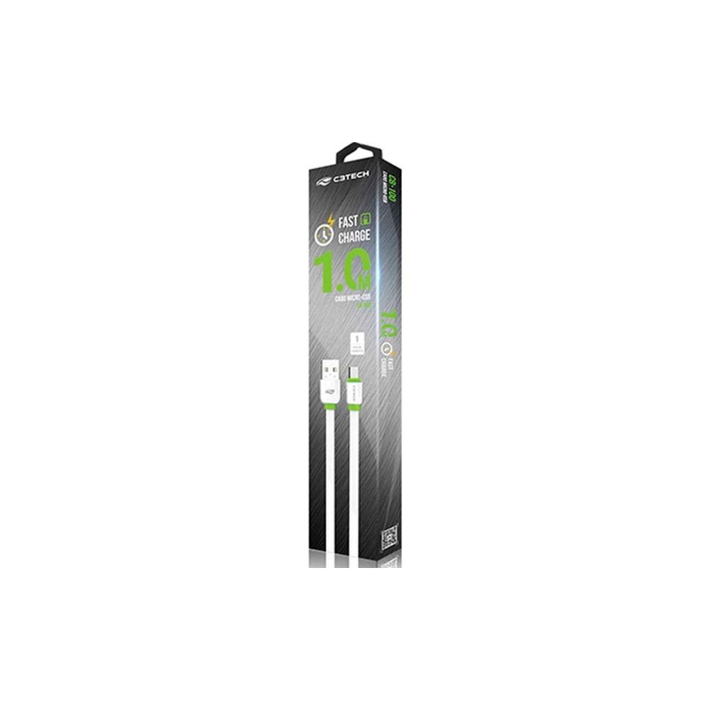 Cabo USB x Micro USB 1m Branco e Verde CB-100WH - C3Tech