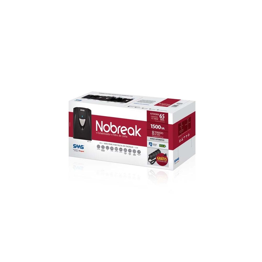 Nobreak NET4+ 1500VA, Bivolt, Preto, USM1500BI - SMS