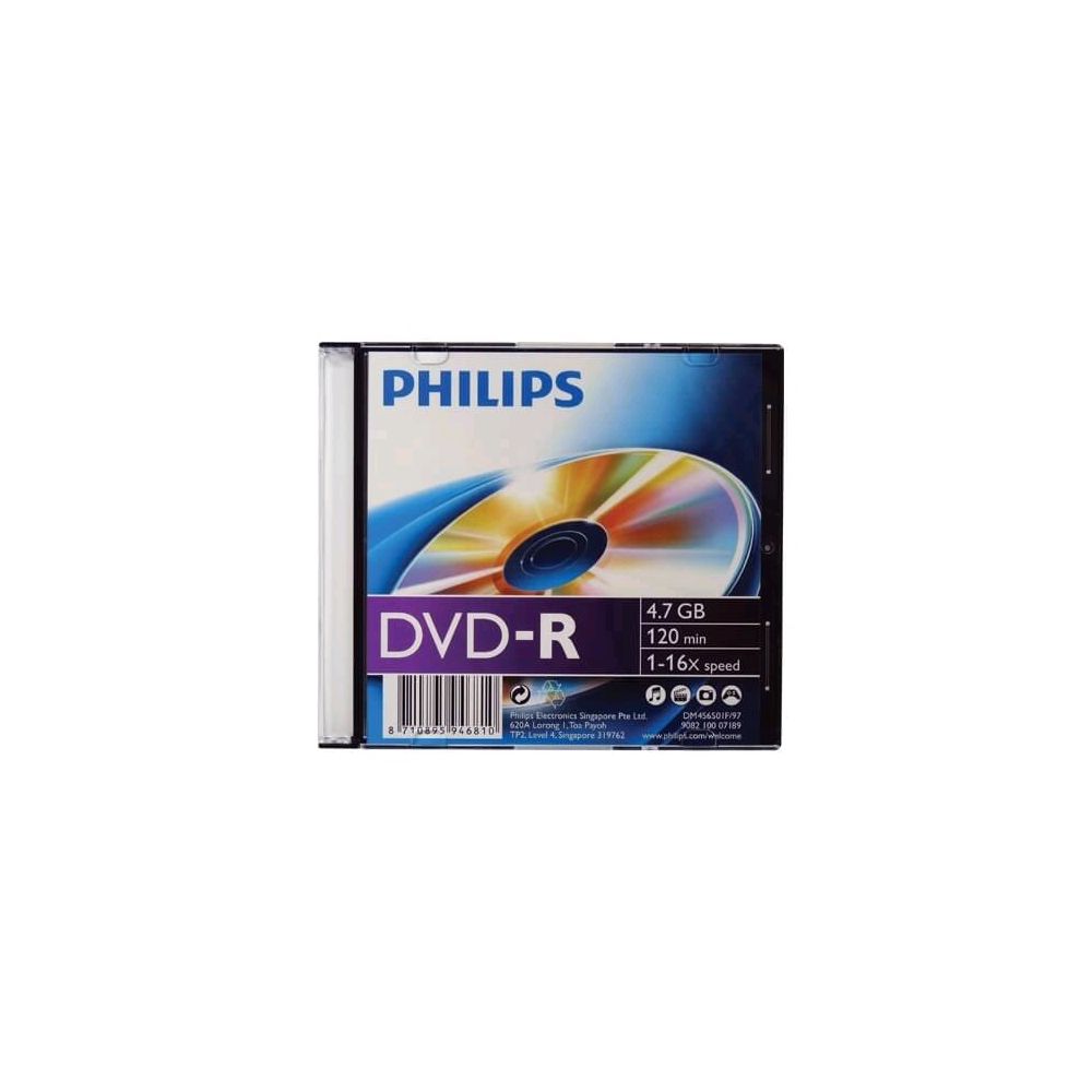 Mídia DVD-R 4.7GB 16x 120min Slim Case - Philips