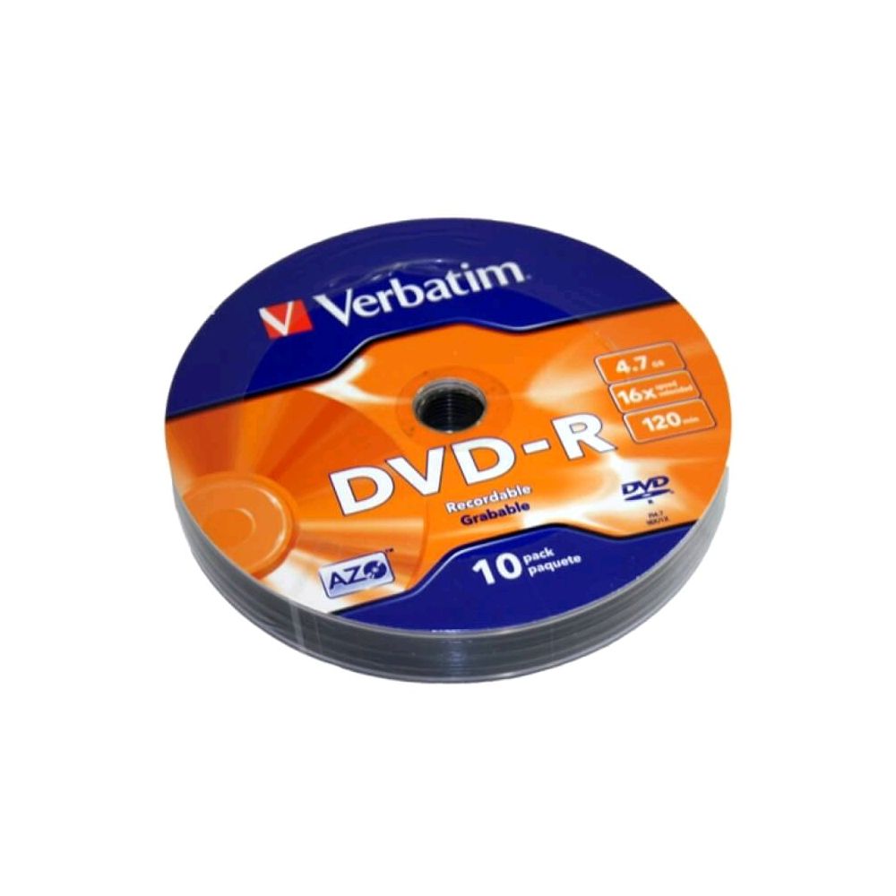 Mídia DVD-R Gravável Pino c/ 10 16X 4.7GB - Verbatim
