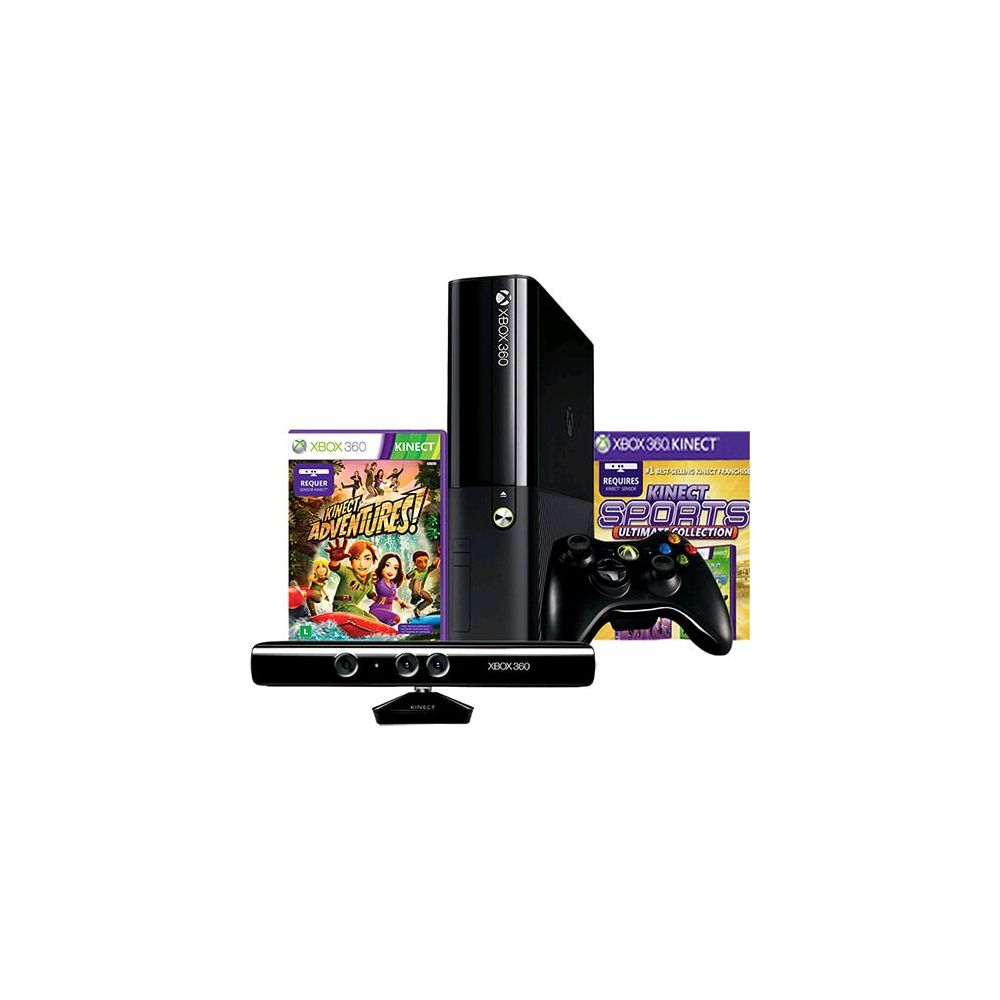 Console Xbox 360 4Gb Com 2 Jogos Controle Sem Fio E Kinect Sensor - Microsoft