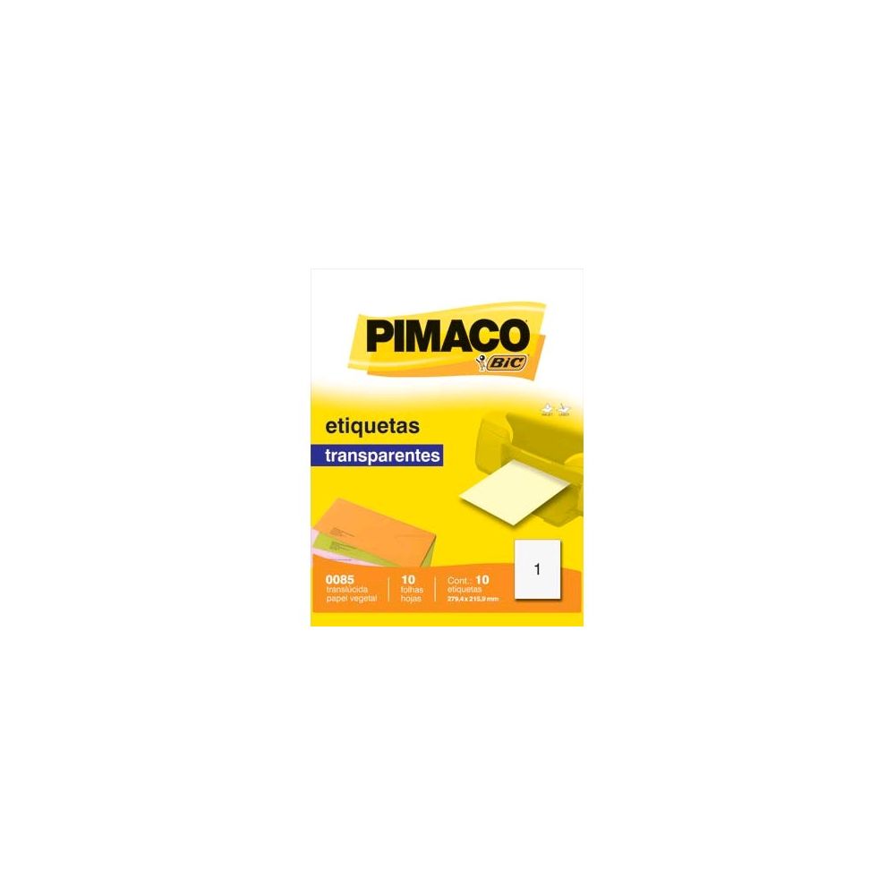 Etiqueta transparente 0085 c/ 10 (279,4 x 215,9) - Pimaco
