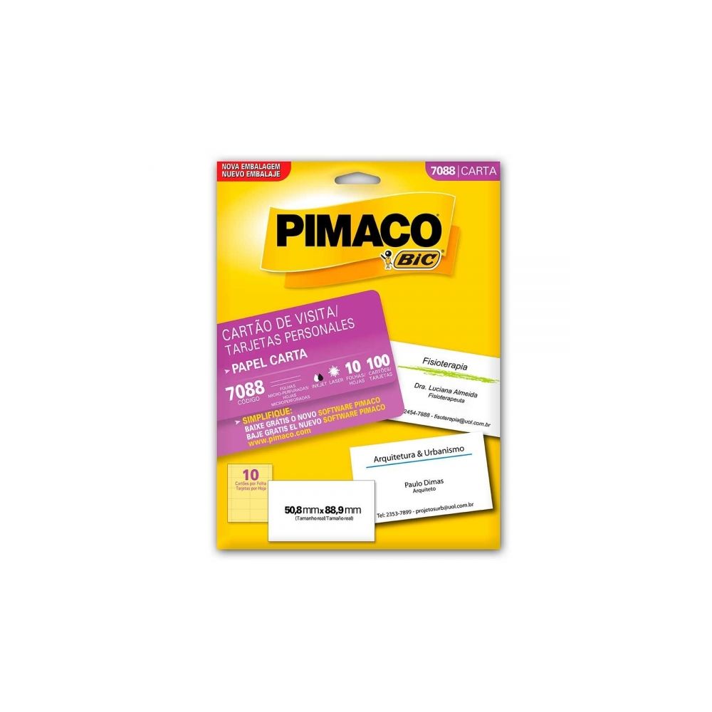 Papel Cartão de Visita 7088 Personal Cards (88,9 x 50,8) 180g/m² - Pimaco