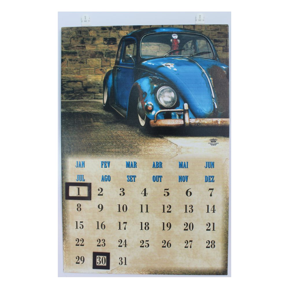 Calendário de Metal Fusca Azul 36X24 - Zenir