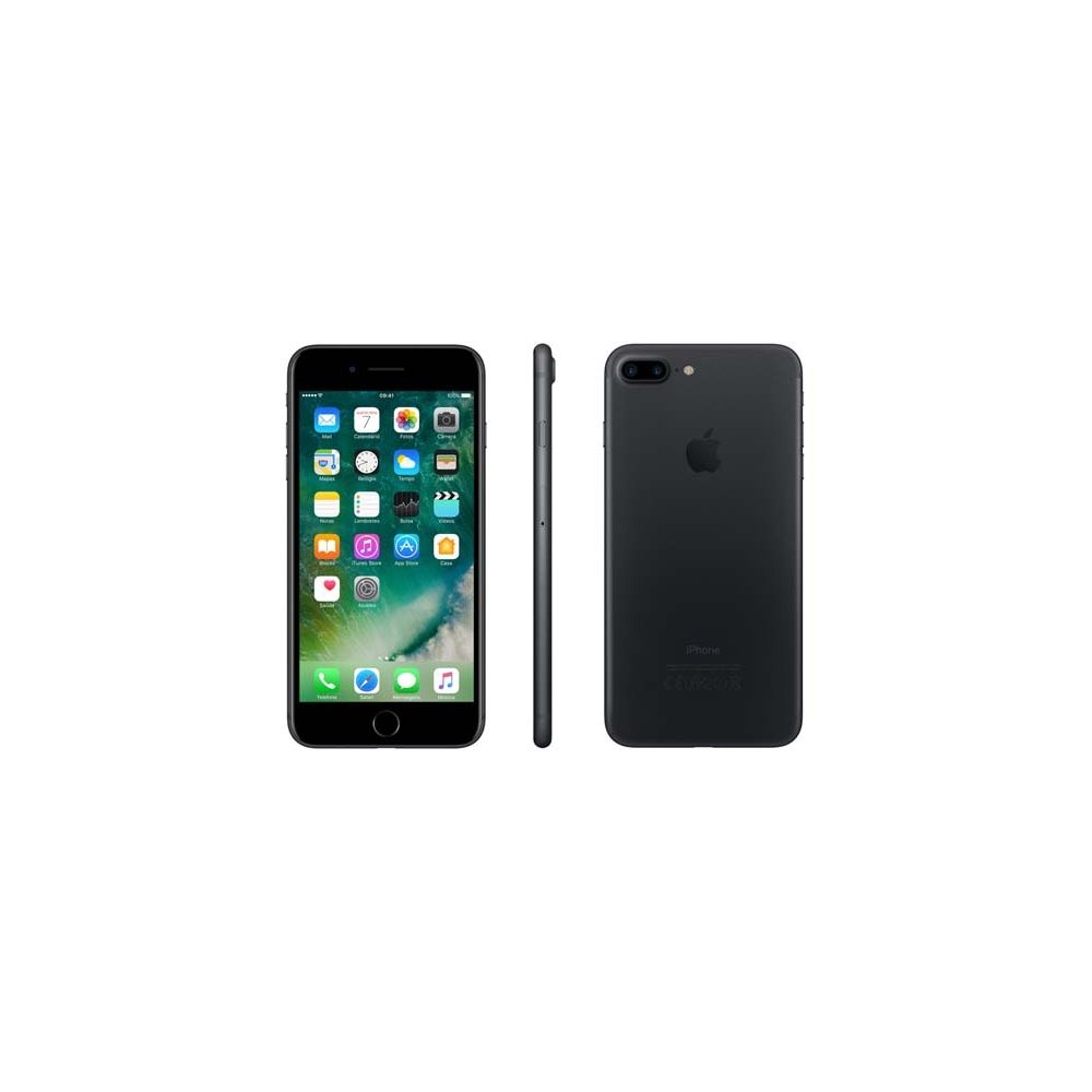 iPhone 7 Apple Plus com 128GB, Tela Retina HD de 5,5”, iOS 10, Dupla Câmera Traseira, Resistente à Água - Preto Matte
