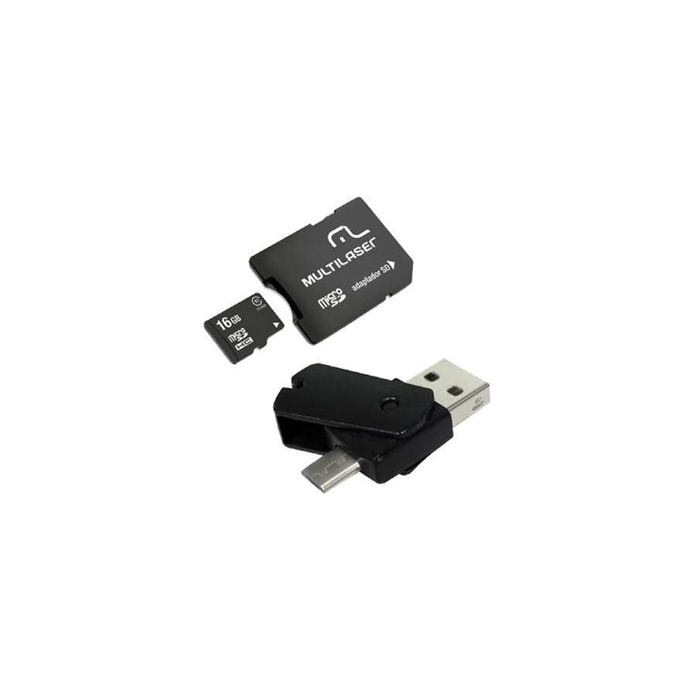 Kit Pen Drive Micro SD 16GB Adapt SD MC131 - Multilaser 