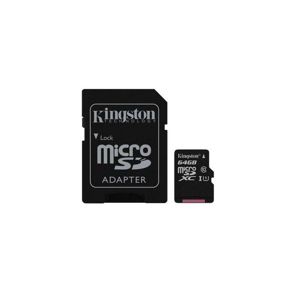 Cartão de Memória Micro SD 64GB Class 10 + Adaptador - Kingston 