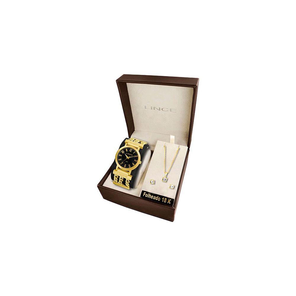 Kit Relógio Feminino Lince Analógico com Colar e Brincos - LRC4225L K620P2PK - L
