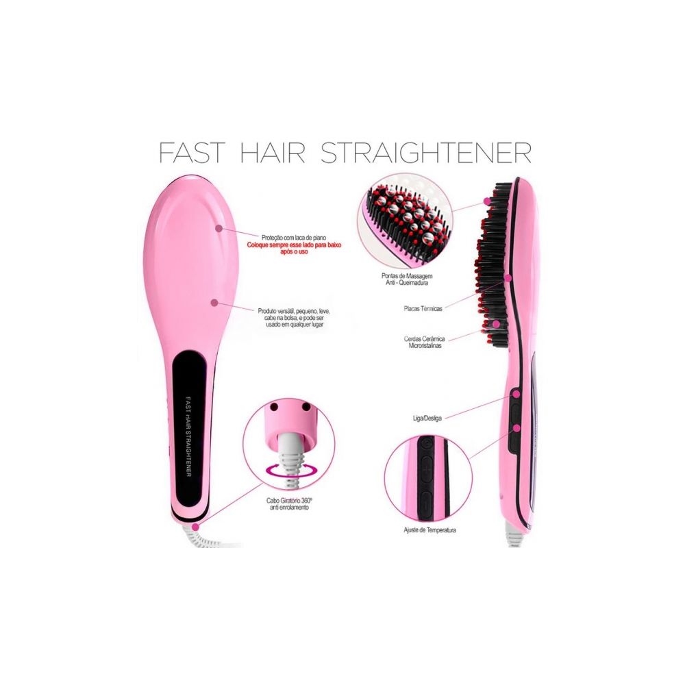Escova Alisadora Fast Hair Straightener HQT 906 - Pink