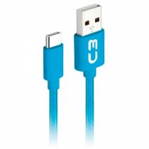Cabo USB x USB-C 1M Nylon Azul CB-C11BLX - C3Plus 