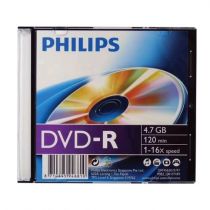 Mídia DVD-R 4.7GB 16x 120min Slim Case - Philips