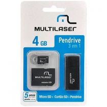 Memória Micro SD + Cartão SD + Pendrive 4GB Mod.MC102 - Multilaser