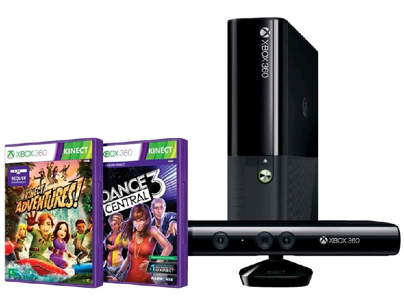 Console Xbox 360 4GB + Kinect Sensor + Game Kinect Adventures +
