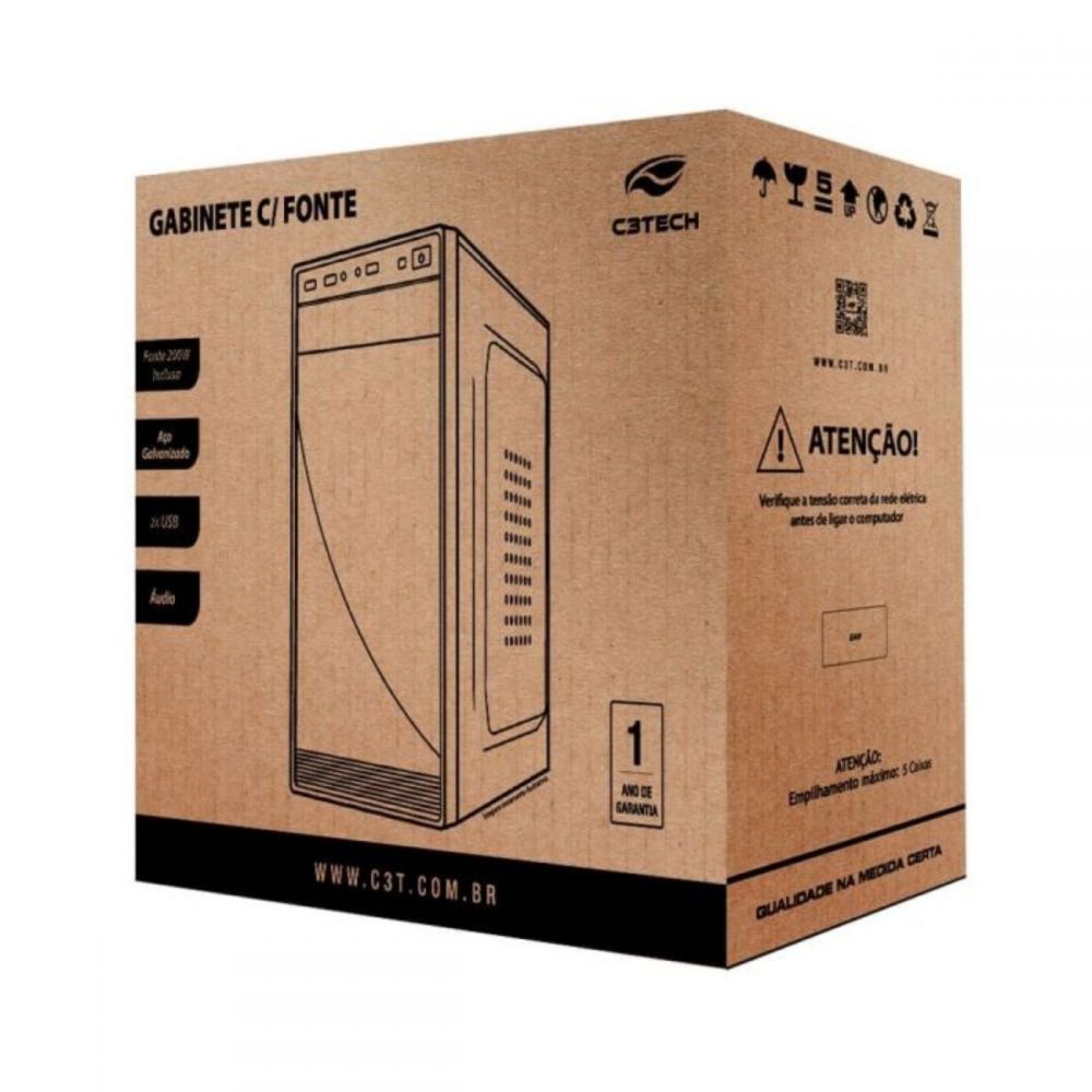 Gabinete MT-32BK Micro ATX USB Preto - C3Tech