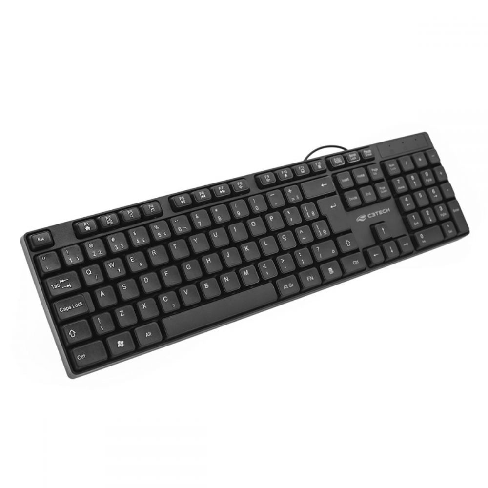 Teclado USB Multmídia KB-M10BK Preto - C3Tech