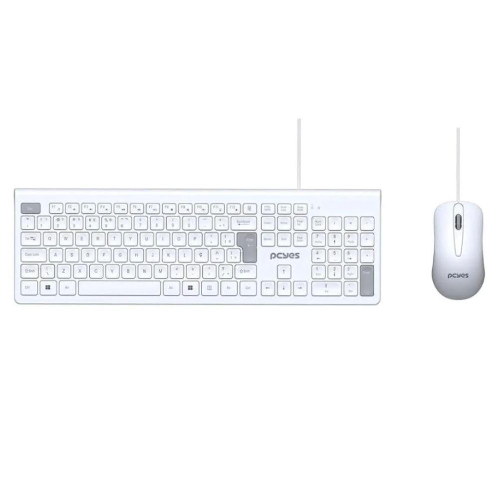 Kit Soft Teclado + Mouse Usb 2m Branco Pcosf2w Abnt2 - Pcyes