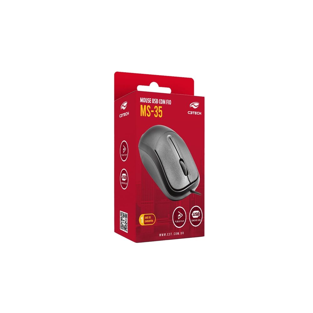 Mouse USB MS-35BK Preto - C3Tech