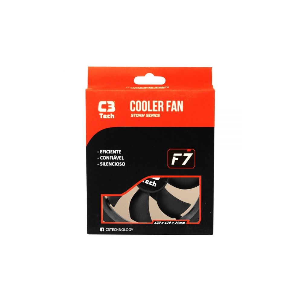 Cooler FAN para Gabinete 120x120x25mm Preto F7-100BK - C3Tech