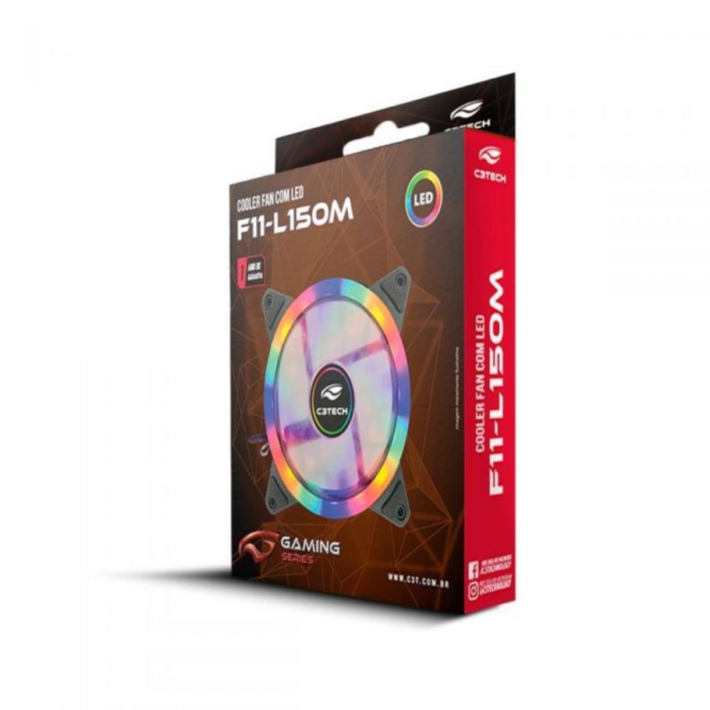 Cooler Fan P/ Gabinete RGB 120x120x25mm 1200RPM F11-L150M - C3Tech