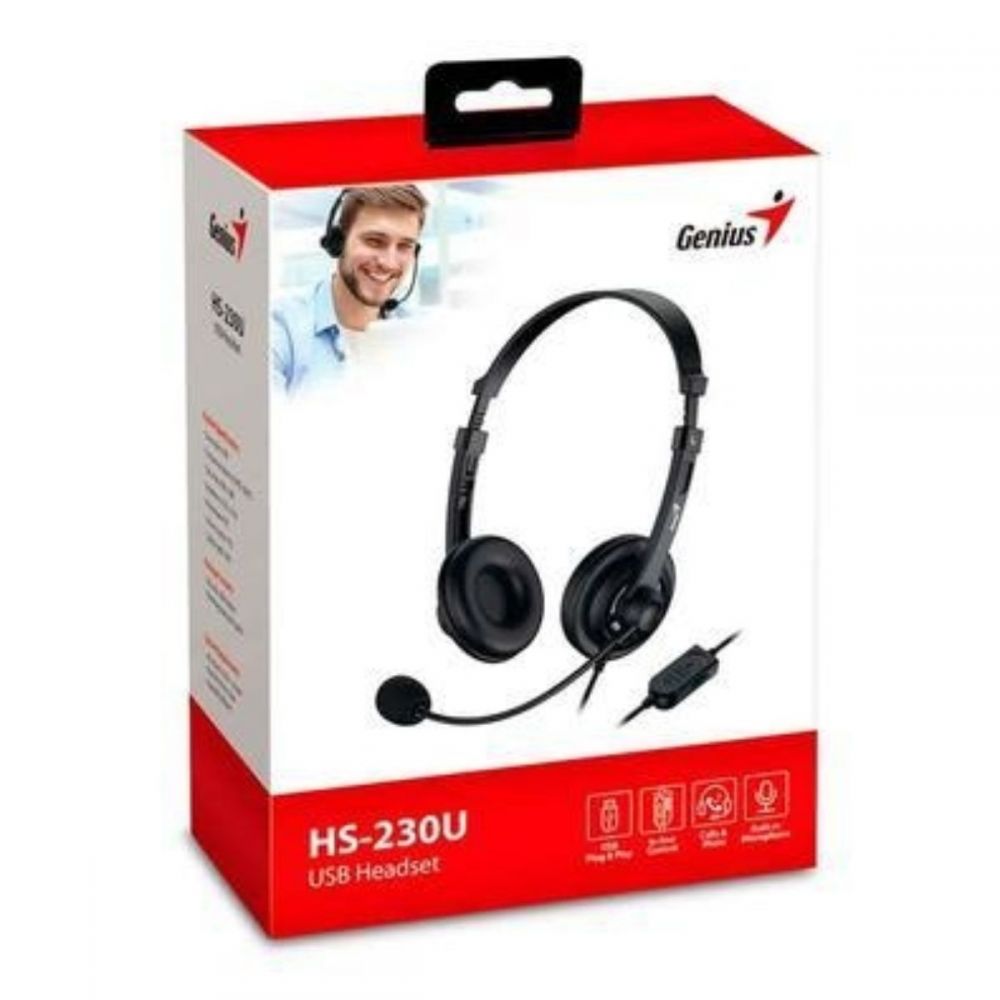 Headset c/Mic HS-230U Preto Usb - Genius