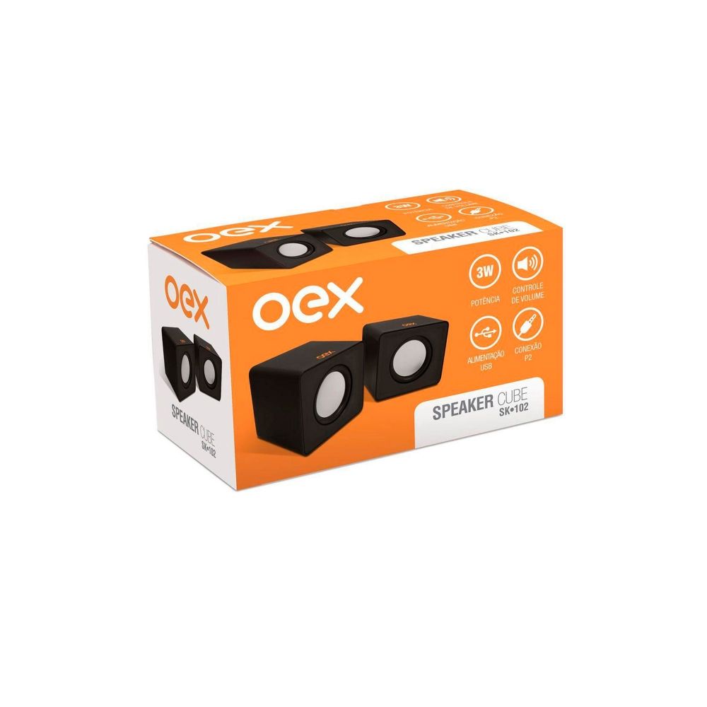 Caixa de Som Speaker Cube 3W SK102 Preto - Oex