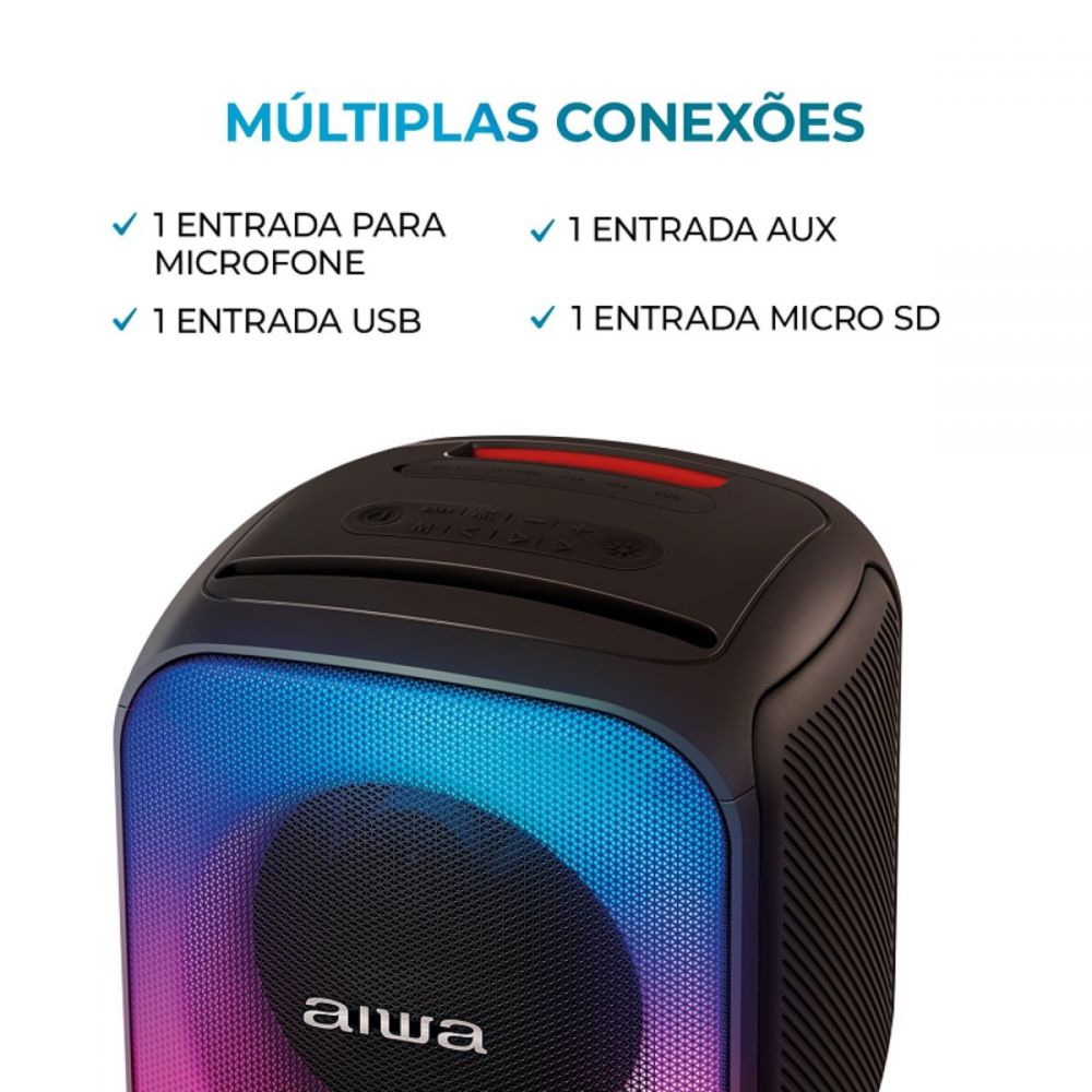 Caixa Amplificada Party Box PB07 100W IPX4 Preto - AIWA