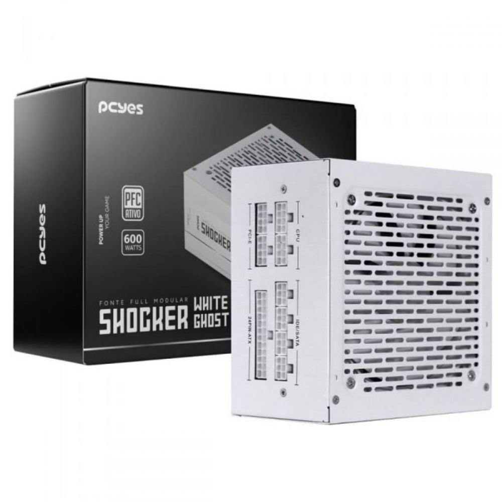 Fonte Gamer Shocker 600W Full Modular 80 Plus - PcYes