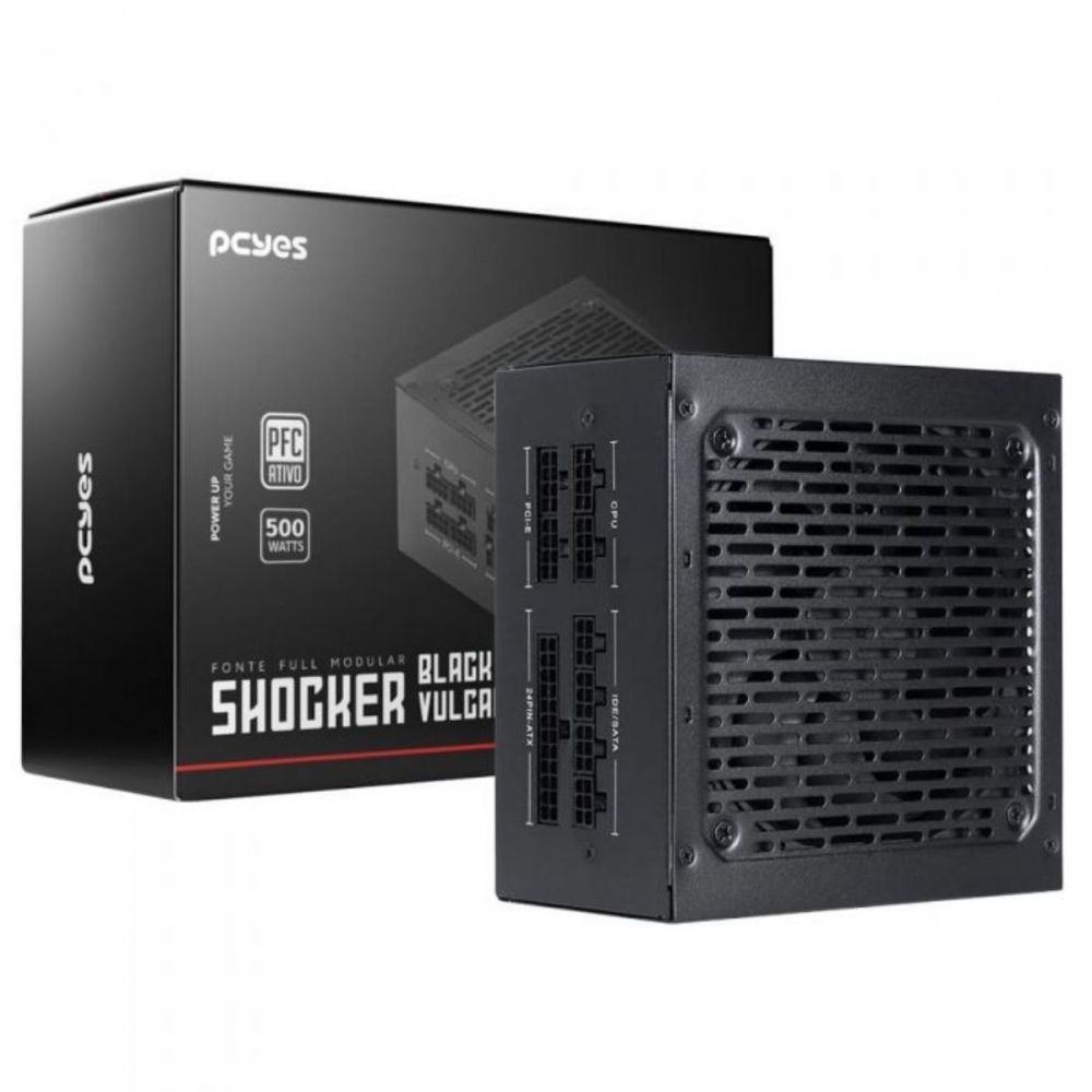 Fonte Gamer Shocker 500W Full Modular 80Plus FM500WBV - PcYes