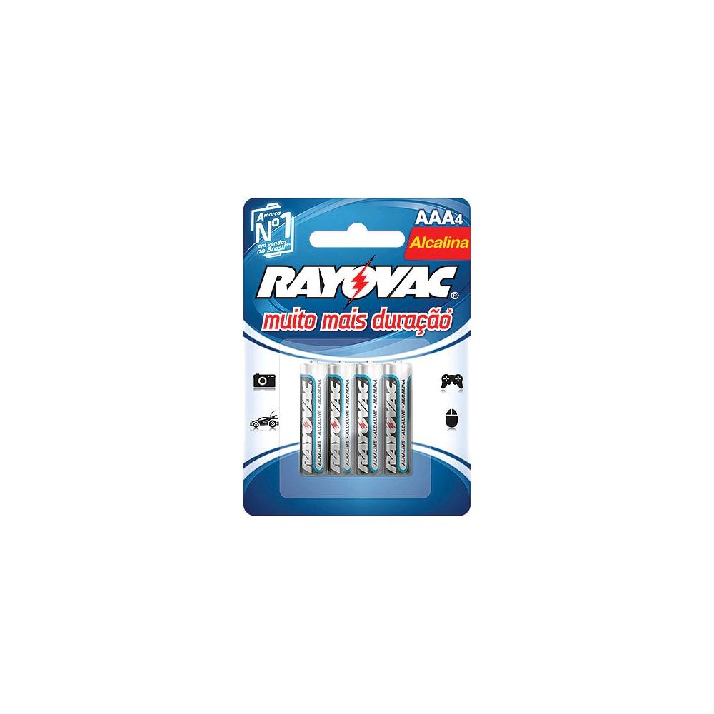 Pilha Alcalina AAA com 4 - Rayovac
