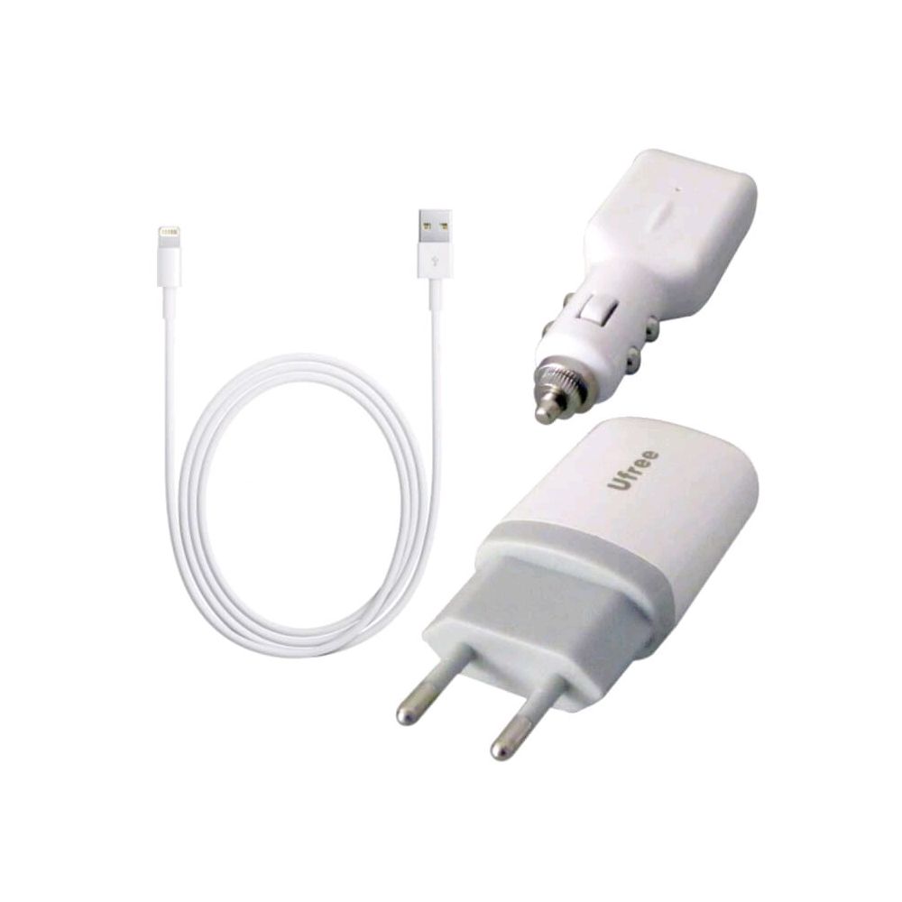 Carregador veicular/Parede 3 in 1 para iPhone 5 com cabo USB - EKA