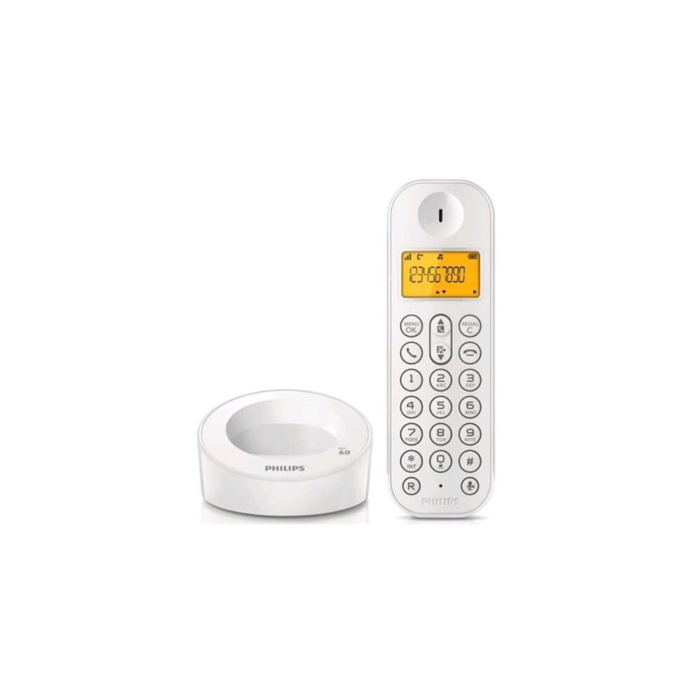 Telefone Sem Fio Philips Branco D1201B/BR com Identificador de Chamadas - Philip