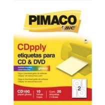 Etiqueta CD10G Glossy para CD/DVD 115mm c/ 20 - Pimaco