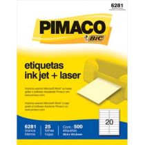 Etiquetas 6281 InkJet + Laser Carta (25,4 x 101,6) c/500 - Pimaco