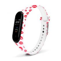 Pulseira para Xioami MI Band 3/4 Plástico Kisses Branca C/ Beijos - Kirin 