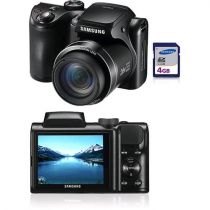 Câmera Digital Samsung WB100 16.2MP 26X Zoom Óptico Cartão SDHC de 4GB Preta - S