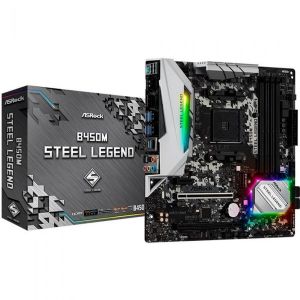 Placa Mãe B450M Steel Legend AM4 B450M STEEL LEG – AsRock