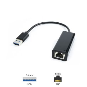 Cabo Adaptador USB 3.0 X RJ45 - Plus ADP-USBLAN1000B Cable