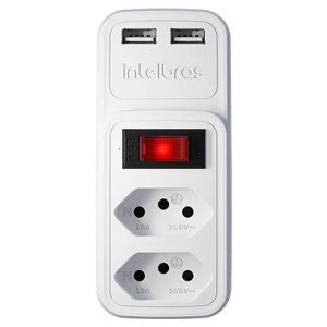 Adaptador Carregador c/ 2 Tomadas e 2 USB EAC 202 BRANCO - Intelbras